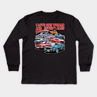 I love one woman and several cars relationship statement tee four Kids Long Sleeve T-Shirt